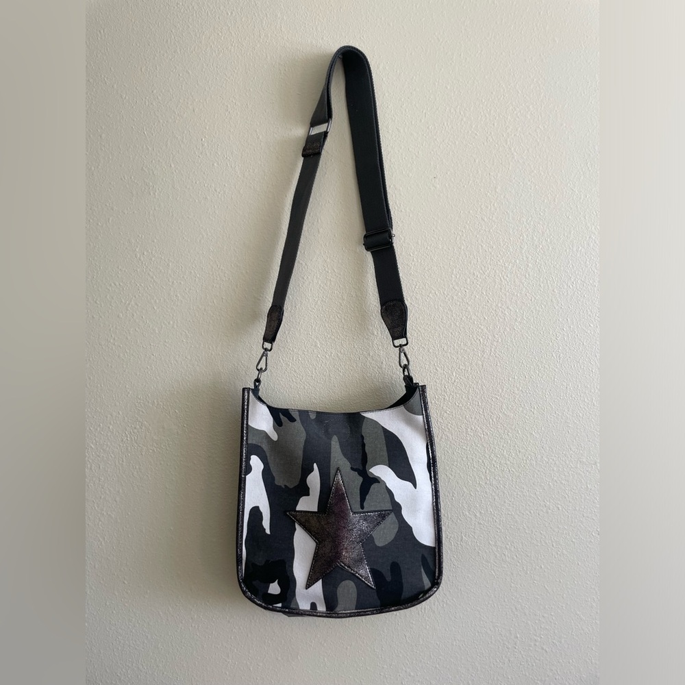 Camo Crossbody Bag with Star Accent